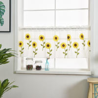 Cortina Valance Sutil Bordado De Hoja Con Cinta Voile Tratamiento De Ventana Para Ventanas Pequeñas/Cocina 39.4x19.7 Pulgadas 1 Panel - details 1