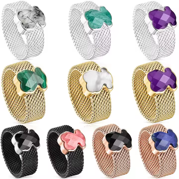 Anillo de Oso de Plata esterlina S925, Moda de lujo Ligera para Damas, anillo de Dedo de estilo Moderno y versátil, Diseño simple - 1