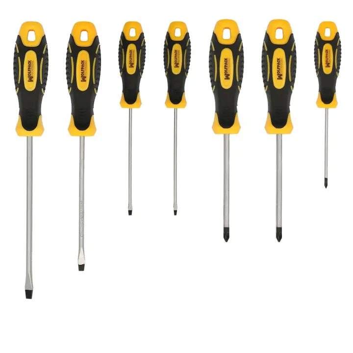 Juego destornilladores acero cromo vanadio 7 piezas con mango bimaterial - 1