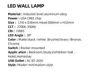 Lámpara De Pared LED De Interior Con Interruptor En Latón Decorativa Para Dormitorio Y Habitación De Hotel Iluminación Para Lectura Nocturna - details 4