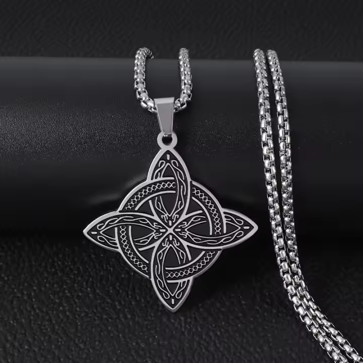 Collar De Acero Inoxidable Con Colgante De Nórdico Encantado Para Hombres Y Mujeres Joyería De Moda Irlandesa Afortunada - 1