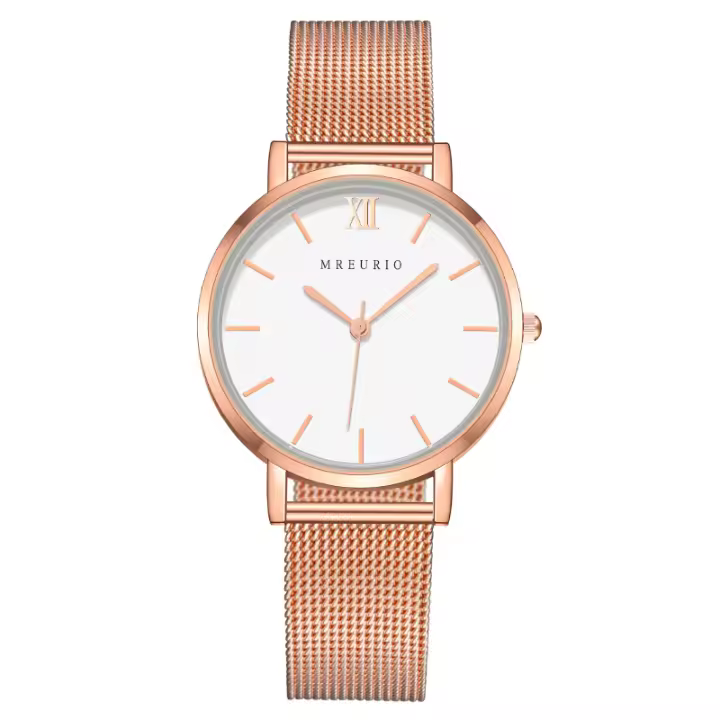 Reloj para mujer con letras romanas, estilo nórdico sencillo, disponible en correa de malla italiana o malla - 1
