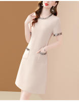 Vestido A-Line Elegante Para Mujer EVNISI Con Bordado En Cuello O Y Mangas Cortas Slim Office Lady Casual Para Oficina Y Fiestas - details 8