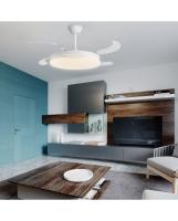 Alemar - Ventilador Con 4 Aspas Retractiles, modelo Ecos Blanco , 50 cm, Cerrado, 107 cm abierto, LED , 72W, Mando a Distancia, Temporizado, 6 Velocidades, Memoria, Modo invierno y Verano, LUZ LED 60W 3000K,4000K,6500K - details 1
