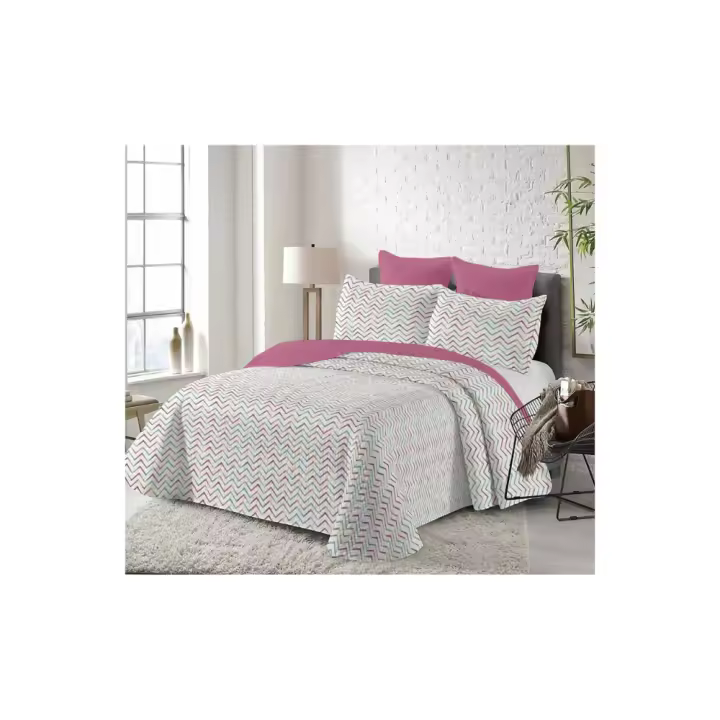 Colcha de verano Lisa con Relieve geométrico. Incluye funda de almohada para camas 90cm 105cm 135cm 150cm - 1