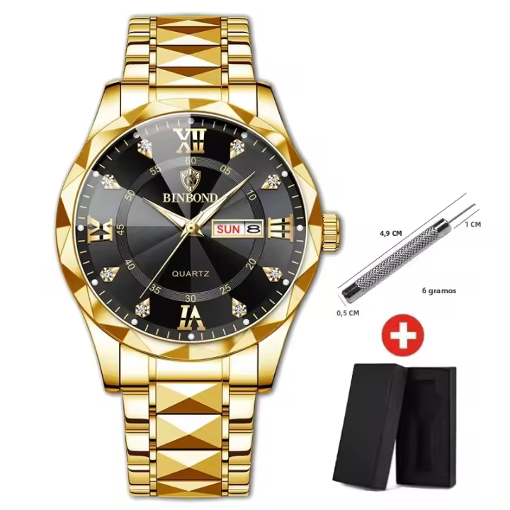 Reloj De Pulsera De Cuarzo Para Hombre BINBOND De Lujo Y Moda Resistente Al Agua Con Fecha Y Semana Reloj De Acero Inoxidable Deportivo - 1