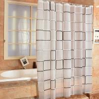 Cortina De Ducha De Baño Impermeable PEVA Moderna Con Patrón Geométrico Y Cuadros Estilo Rústico Decoración Familiar Translúcida - details 2