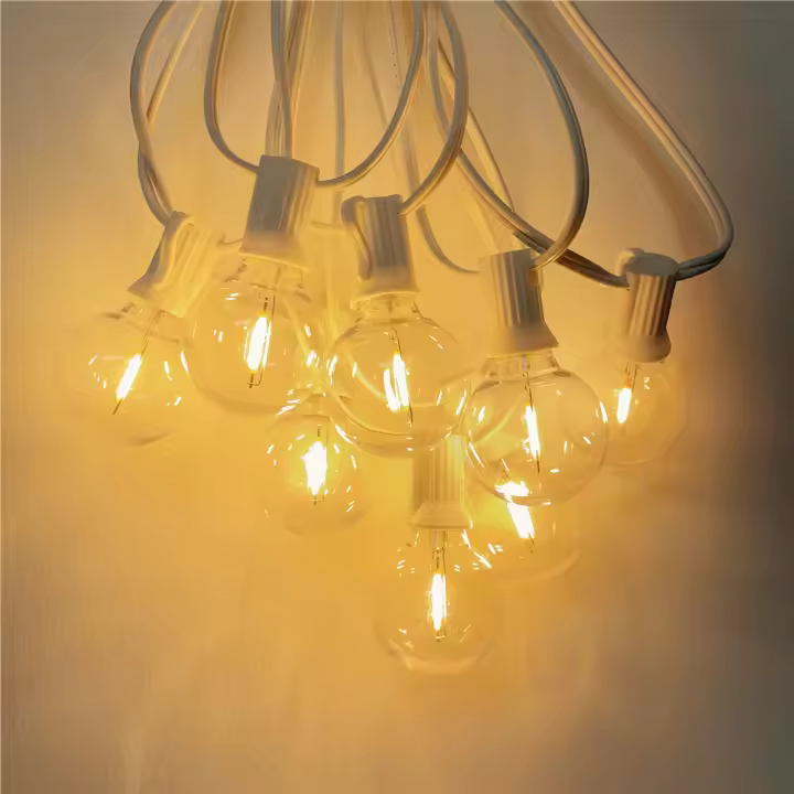 Luces De Cable Blanco G40 Para Exterior IP44 Resistentes Al Clima Con Bombillas Inquebrantables Para Fiestas Y Bodas - 1