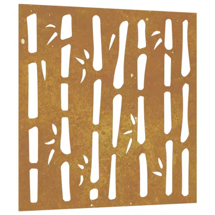 vidaXL Adorno de pared de jardín acero corten diseño bambú 55x55 cm - 1