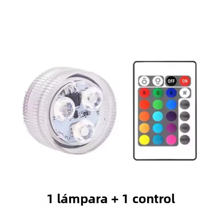Lámpara Submersible RGB LED 3Leds Luz Nocturna Submarina Operada Por Batería Para Jardín Piscina Fiesta Bodas Vaso Olla - 1