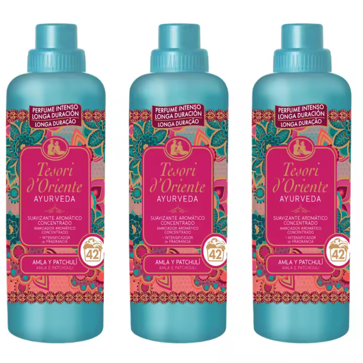 Pack de 3 Suavizantes Tesori d'Oriente – Prueba los 3 Aromas Exquisitos: Byzantium con Rosa Negra y Ládano 760ml, Hammam con Argán y Flor de Naranjo 760ml, y Ayurveda con Amla y Patchouli 670ml. Fragancias Intensas y Duraderas aromatica - 1