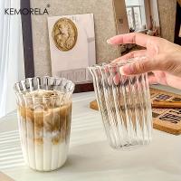 4/6PCS Vaso De Cocktail Transparente Con Rayas Verticales Para Café Latte Jugo Agua Whiskey Vidrio Ecológico Para El Hogar - details 2