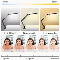 Lámpara De Escritorio LED Plegable Con Brazo Largo Y Ajuste De 3 Colores Luz De Mesa Para Dormitorio Sala De Estar Lectura Computadora - details 7