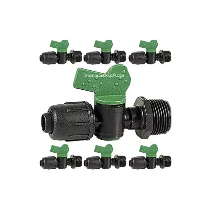 Suinga Pack 10 Llave de Paso Cinta Goteo 16mm X 1/2 Válvula Derivación - 1
