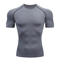 Camiseta De Compresión Para Hombre Fitness Entrenamiento De Correr En La Playa Secado Rápido Protección Contra Arrugas Sportswear De Gimnasio Manga Corta Ajustada - details 15