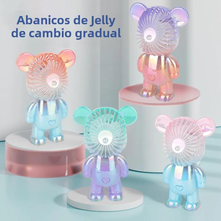 Abanico Portátil Mini Recargable 2024 Con Gran Flujo De Aire Silencioso Cambio Gradual De Color Peluche Abanico De Escritorio