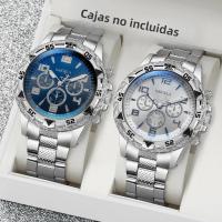 Set De 2 Relojes Para Hombre De Acero Inoxidable Moda Relojes De Cuarzo Sin Caja Bisel Estilo Casual Y Fashion - details 0
