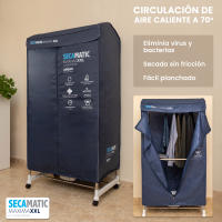 Secadora de ropa Secamatic Máxima XXL Control digital y mando a distancia,1500W, Capacidad Secado 12 kg y 20 Kg Tendedero. 4 niveles de uso, ECO, Turbo, Turbo boost y Solo aire. Temporizador digital 180 min, silencioso, multifunción. De XSQUO Useful Tech. - details 2