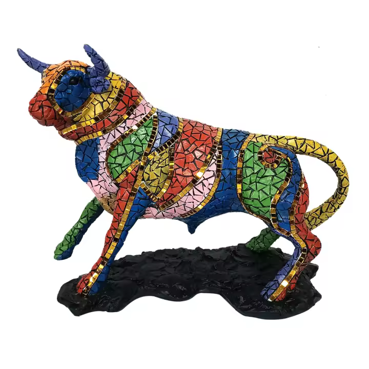 CAPRILO REGALOS & DECORACIÓN Figura Decorativa de Resina "Toro con Base". Adornos y Esculturas. Animales. Regalos Originales. Decoración Hogar. 28 x 12 x 22 cm. - 1