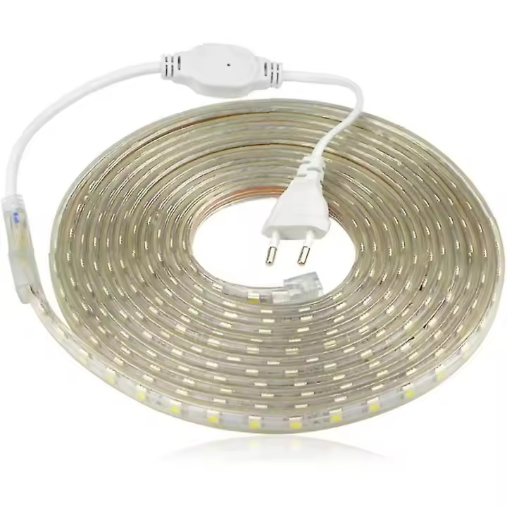Tira de LED impermeable, luminosa, 220 V, 5050 IP65, blanco cálido (6 m) - 1
