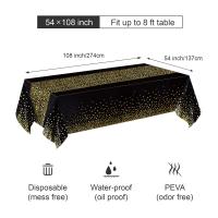 Mantel Rectangular Negro Y Oro 54x108 Pulgadas (137x274 Cm) Para Fiestas Suministros De Halloween Y Navidad Impermeable Desechable Resistente Al Aceite - details 5
