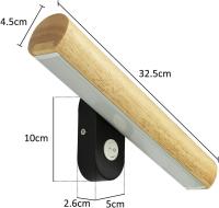 Aplique de Madera LED with interruptor, Giratorio de 360 °, Lámpara de Cama de 6W Blanco Cálido/Blanco Frío/Blanco Natural 3 en 1 Conmutable, 32,5 cm para Sala de Estar Dormitorio Pasillo Escalera Lámpara de pared Exterior - details 1