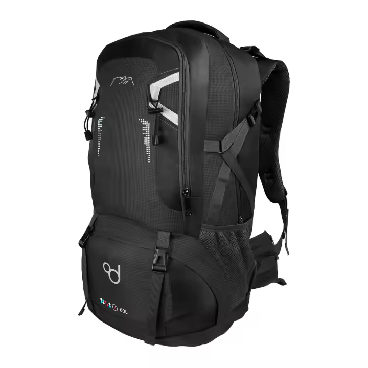 Mochila de Senderismo, 50 Litros, Impermeable y Ligera, Color Negro, Múltiples Bolsillos, ideal para Viaje, Montaña, Acampada, Aire libre, Ultraligera - 1