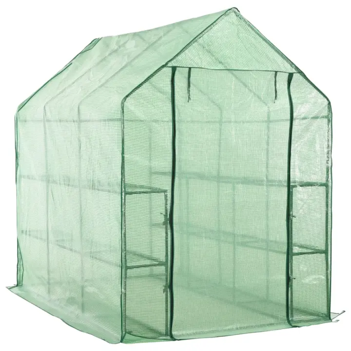vidaXL Invernadero accesible con 12 estantes acero 143x214x196 cm - 1