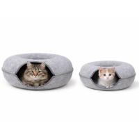 COTTECOTA– Cama Cueva para Gatos de Fieltro Tipo Túnel – 2 Tamaños M:50x50x20cm y L:64x64x28cm – Marrón, Gris y Gris oscuro – Lugar de entreteniemiento y descanso - details 1