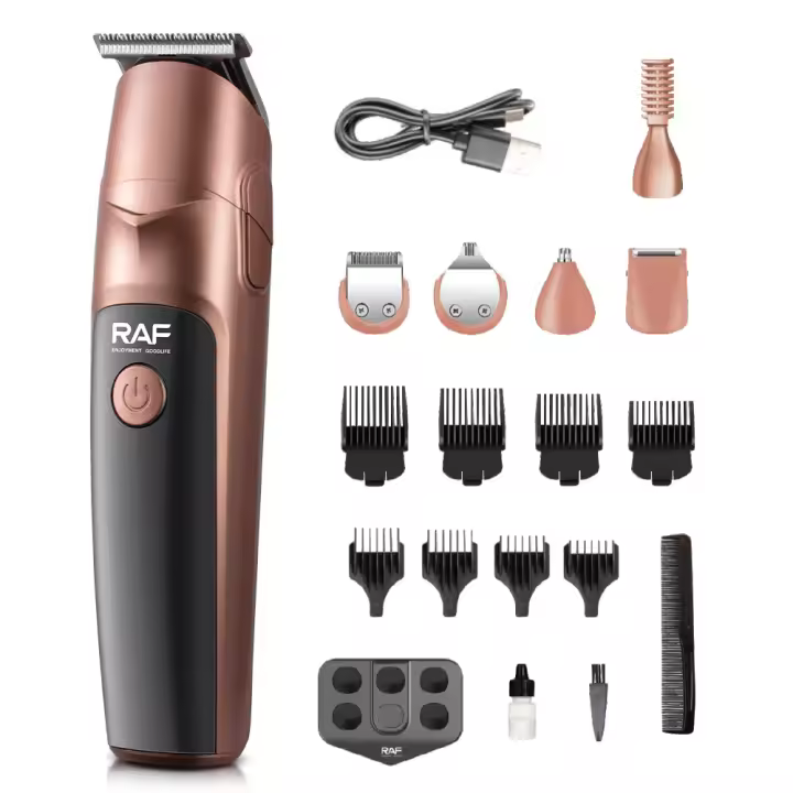 Juego de cortadora de cabello eléctrica 19 en 1 RAF, cortadora de cabello lavable de cuerpo completo para adultos con motor sin escobillas, cabezal de acero inoxidable recargable, diseño silencioso y de bajo ruido - 1