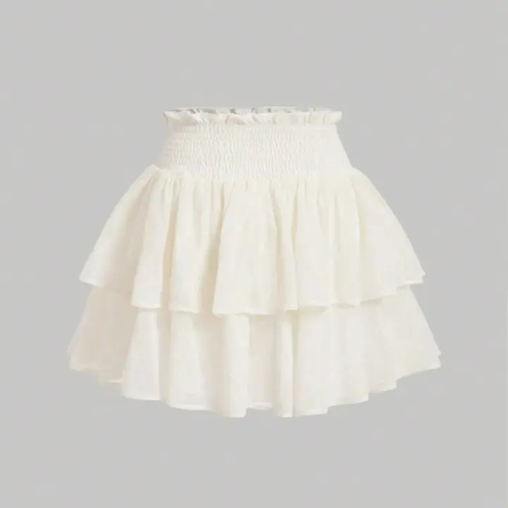 Falda Mini De Encaje Con Cintura Ajustada Y Shorts Integrados Chiffon Con Volantes Para Mujer Y Adolescentes Verano Estilo Fluidez Y Elegancia - 1