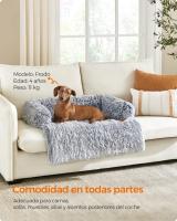 Cama para Perros de Tela de Felpa con Funda Protectora para Sofá, Alfombrilla para Perros Grandes, 95x85x16 cm, Color Gris o Rosa - details 1