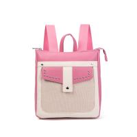 Mochila de mujer en polipiel con detalles en poliéster, diseño moderno con bolsillo frontal decorativo y tachuelas, ligera, cómoda y funcional para uso diario, perfecta para ciudad o trabajo, disponible en rosa, beige, negro y más | Sara Bags - details 1