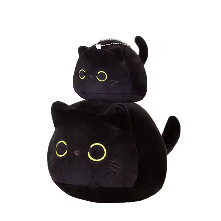 Gatito De Peluche Negro 15cm/25cm Juguete Suave De Animal De Peluche Cojín Llavero Colgante Para Mochila Decoración Para El Hogar Regalo De Cumpleaños Para Niños - 1