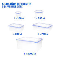 Max Home Pack 7 recipientes herméticos plástico 0,1 a 5L - details 1