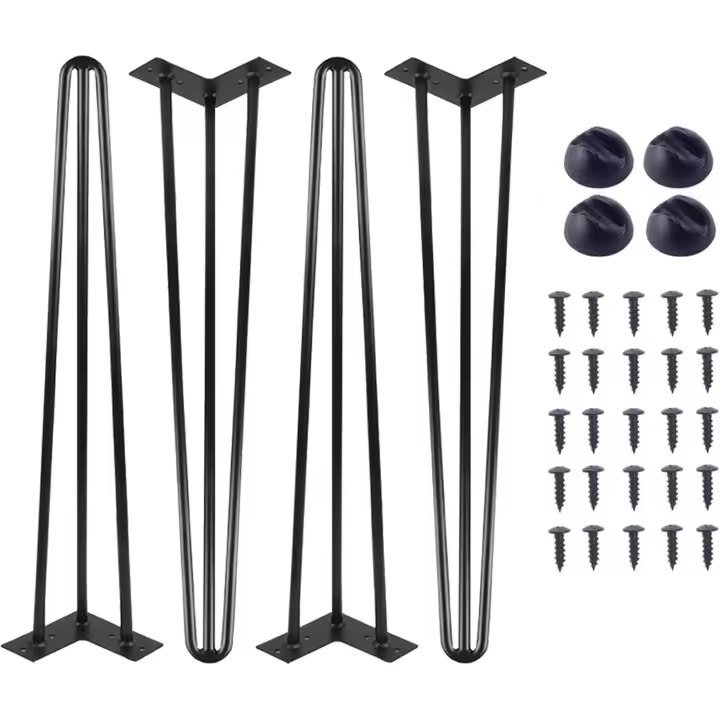 Patos de Mesa de Centro, Juego de 4 Papas para muebles de 16 pulgadas, papas de Mesa de metal Negro with 3 Varillas de 10 mm y tornillos free - 1