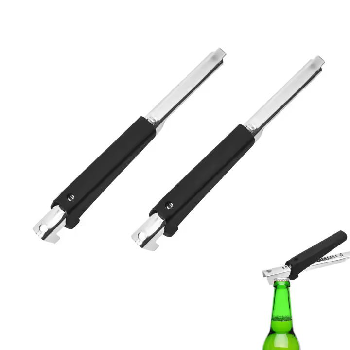 Abridor de tarros para manos débiles y personas mayores, abridor de tapa antideslizante, abridor de latas de fácil agarre, herramienta manual para abridor de botellas, utensilio de cocina multifuncional negro-2 piezas - 1