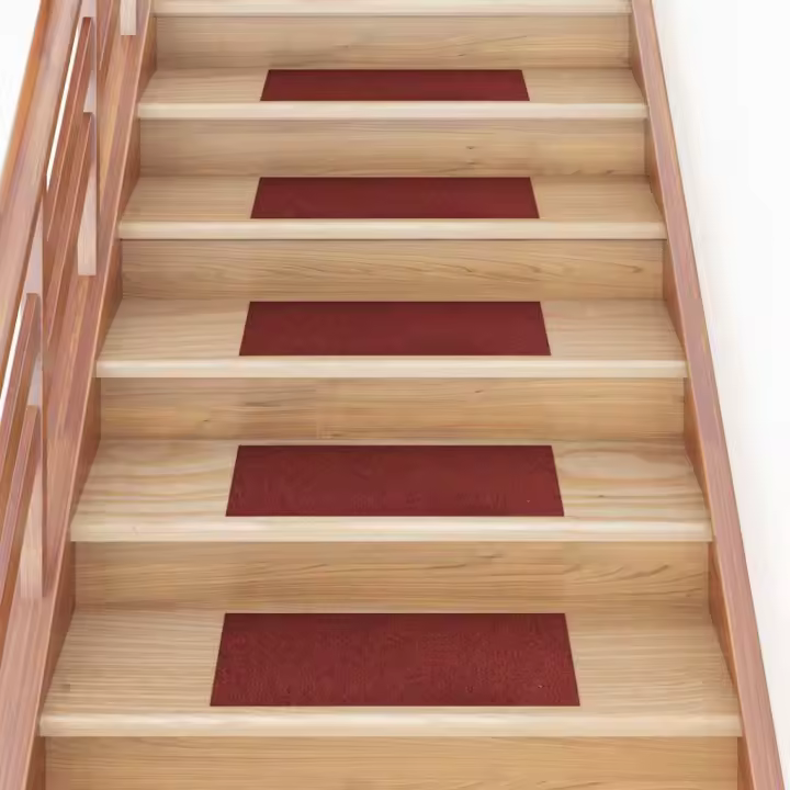 vidaXL Alfombrillas escaleras autoadhesivas 30uds rojas 60x25 cm - 1