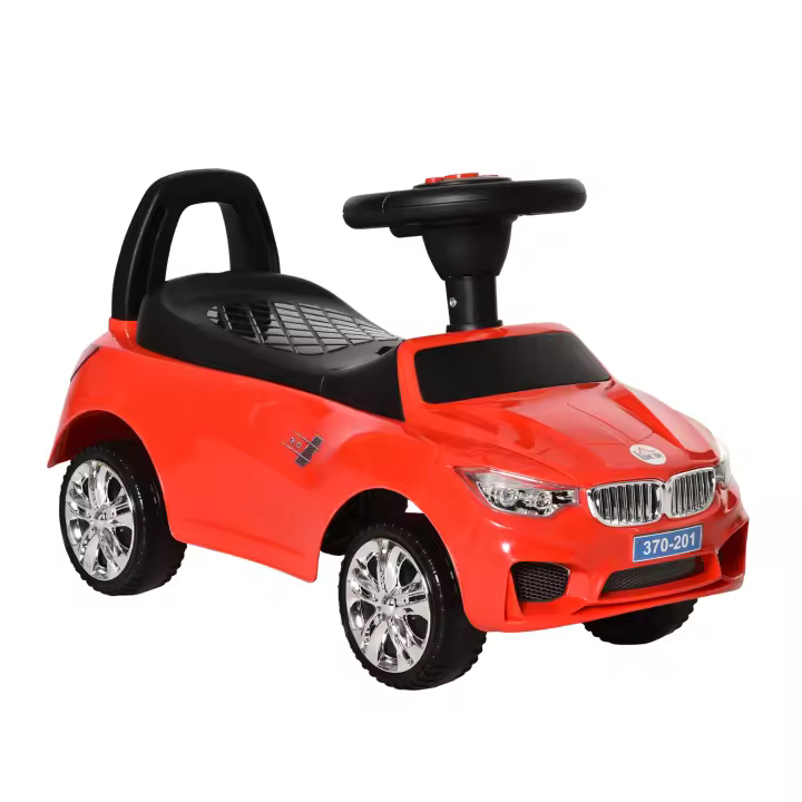 HOMCOM Coche Correpasillos para Niños de 18-36 Meses con Faros Música Bocina Volante Espacio de Almacenaje y Asa para Empujar 63,5x28x36 cm - 1