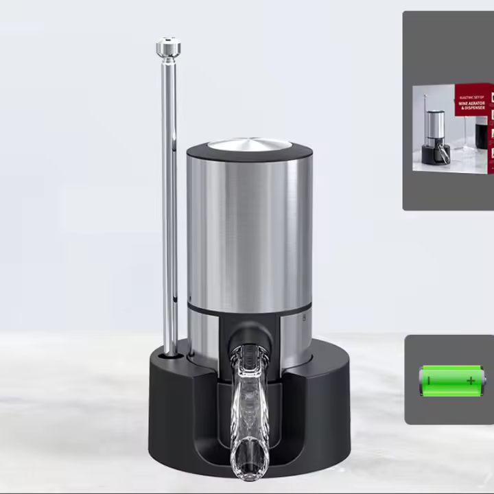 Decantador De Vino Automático Con Base Dispensador Electrónico Rápido Desenvejecimiento Para Barra Fiesta Cocina Herramientas De Barra - 1