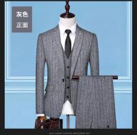 Traje De Negocios Elegante Con Chaqueta Y Pantalón Rayas Verticales Traje Tres Piezas Para Hombre Cierre Único Moda Coreana - details 10