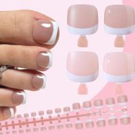 120Pcs Uñas Postizas Estilo Francés Presión Sobre Cobertura Completa Uñas Falsas Fashion Manicure Arte De Uñas Adhesivo Universal - details 0