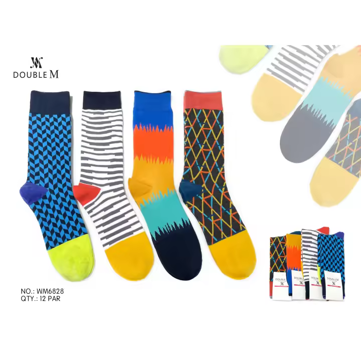 DOUBLE M PACK 4 Calcetines Hombre Estampados para Fiesta y Deporte Talla Única 41-46 - 1
