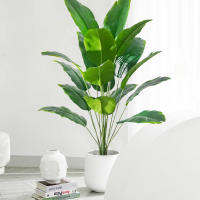 Árbol De Palma Tropical Artificial 84-120cm Hojas De Plátano Falsas Toque Real Strelitzia Plantas De Plástico Para Jardín Y Hogar - details 6
