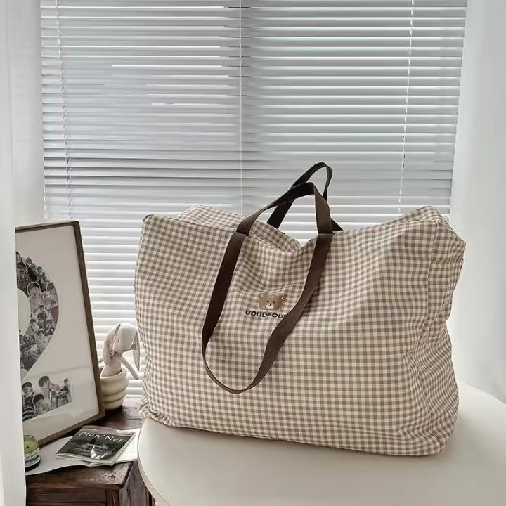 Bolsa De Mano Para Bebé Y Madres Organizador Impermeable De Lona Con Cierre De Cremallera Gran Tamaño Estilo Tote Bag Para Guardar Ropa De Cuna Y Artículos Infantiles - 1