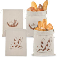 4Pcs Bolsas De Pan De Lino Reutilizables Con Cierre Elástico Bolsa De Almacenamiento De Pan Casero Para Panaderos Cocinas Sin BPA - details 1