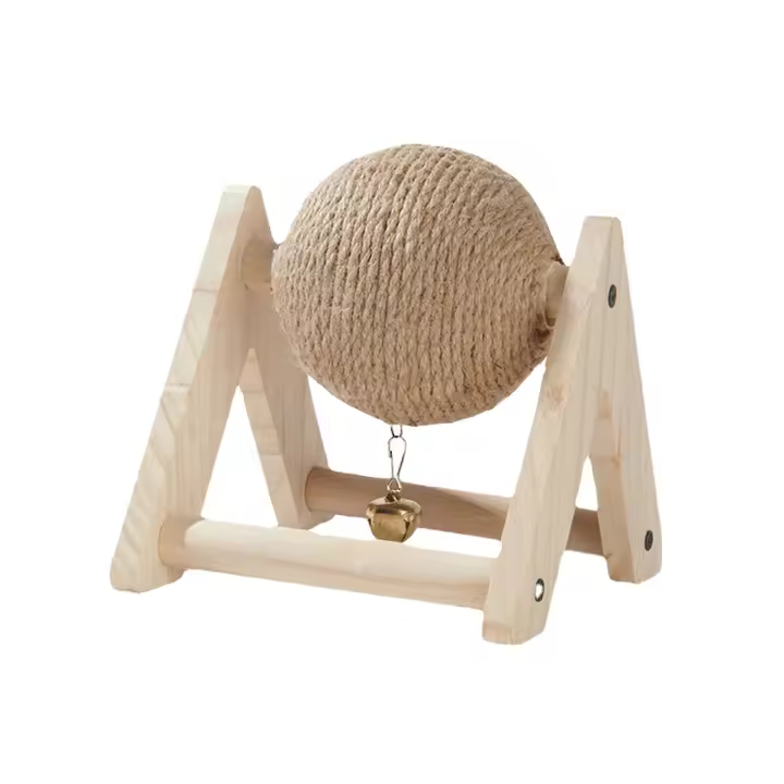 Juguete Interactivo Para Mascotas Pequeñas Pelota De Uso De Uñas De Madera Y Sisal Para Gatos Y Chinchillas - 1