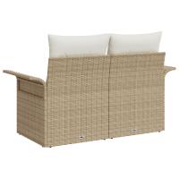 Sofá de jardín de 2 plazas vidaXL con almacenamiento y cojines beige de ratán - details 2