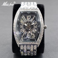 Reloj De Lujo Para Hombre Con Cristales Iced-Out Tonneau Dorado Reloj De Cuarzo Con Pulsera De Acero Inoxidable Moda Diamante Analog Clock - details 38