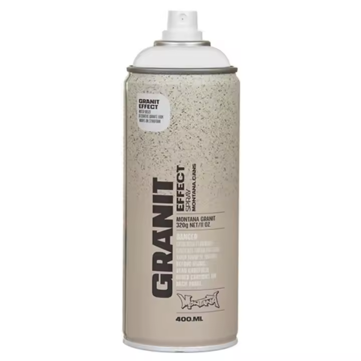 Montana Cans Efecto Granito Blanco 400ml - simula la textura del granito, inolora, resistente al desgaste, para todas las superficies, secado rápido, buena adhesión, base de agua, combinable con otros colores - 1